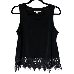Chicos Black Tank Top Lace Trim Sleeveless Casual Women Size M